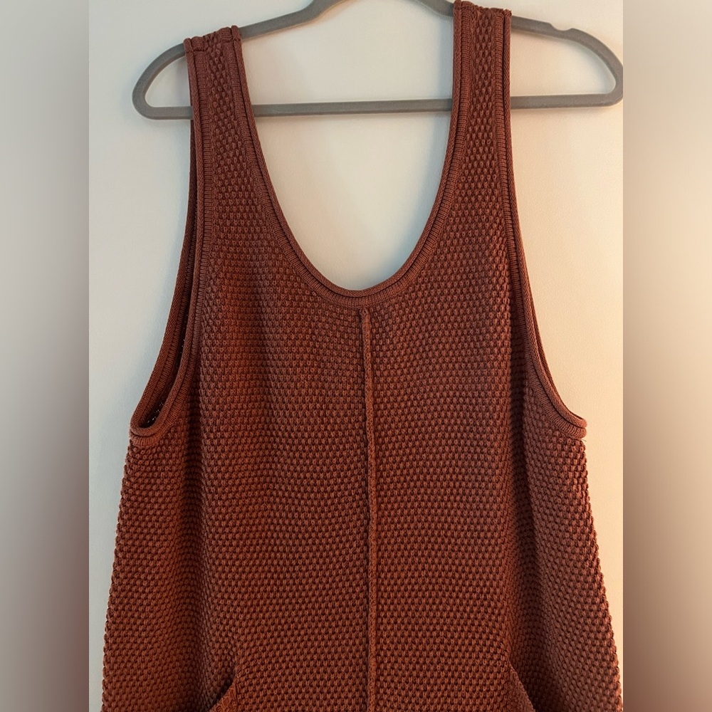 Free People Beach Hailee Cotton Chestnut Textured Knit Jumpsuit Large